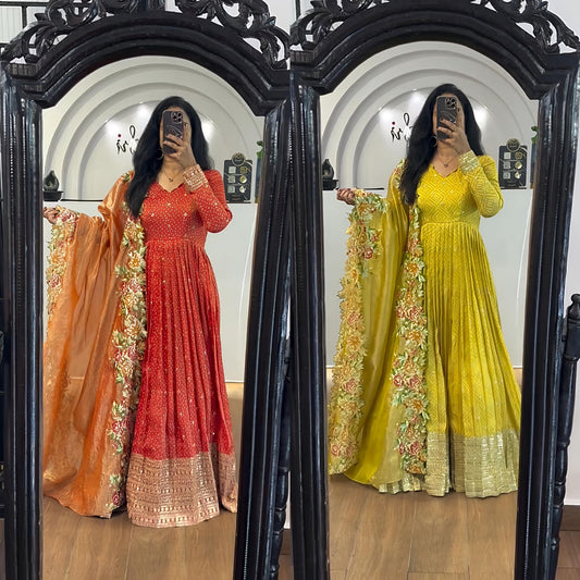 Product Image - Exclusive Designer Embroidered Gown With Dupatta