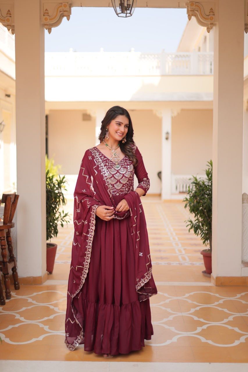 Product Image - Designer Georgette Festive Gown with Dupatta