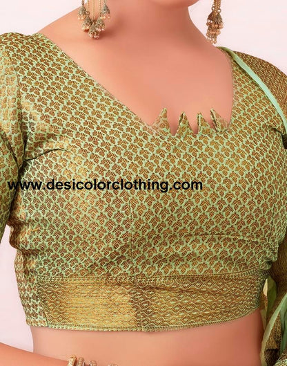 Pista Green Silk Plain Saree