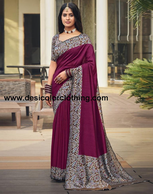 Peanut Brown Silk Printed Saree