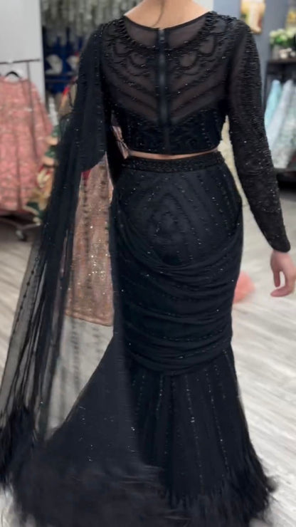 Product Image - Designer Sarara Lehenga Saree with Butterfly Net Fabric