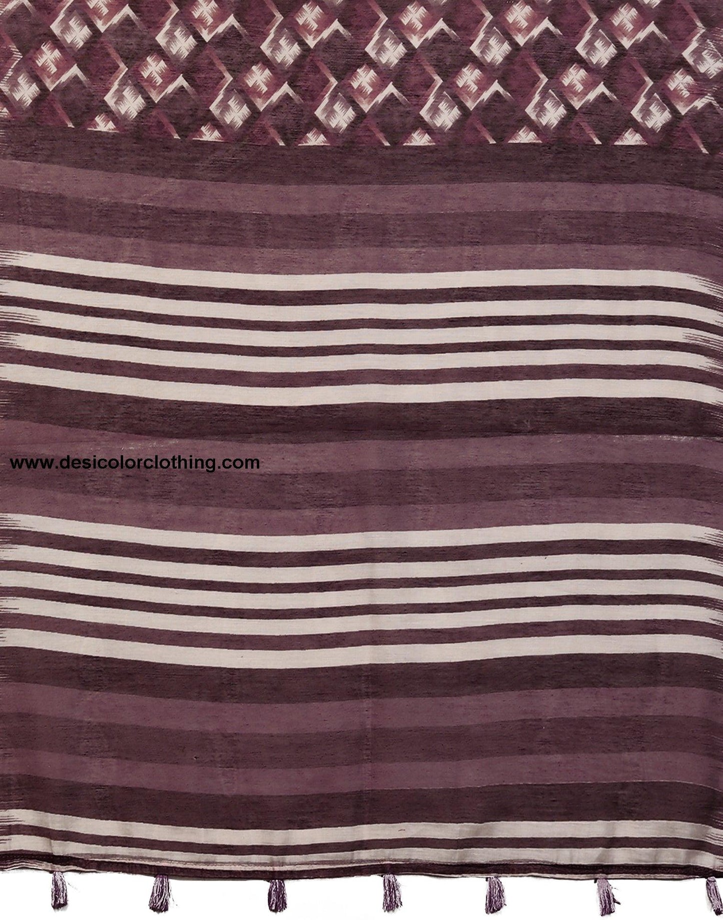 Dark Brown Cotton Printed Saree