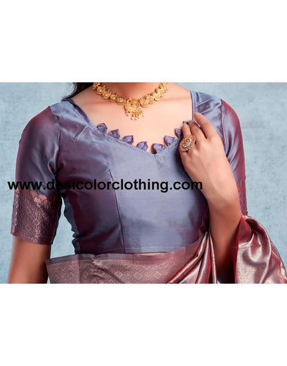 Copper Silk Plain Saree