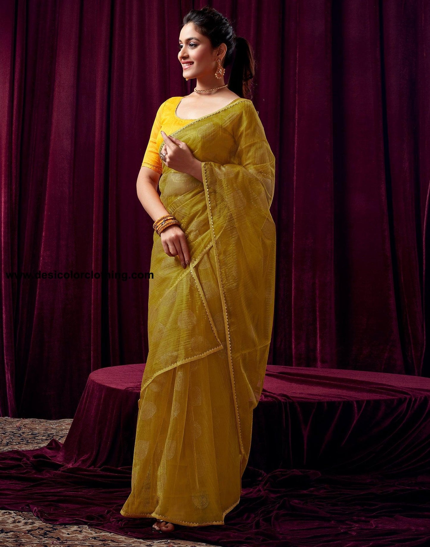 Turmeric Net Plain Saree