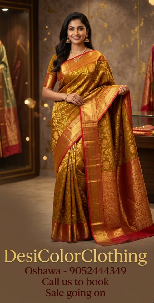 Product Image - Exquisite Brown Kachipuram Pattu Saree - 1