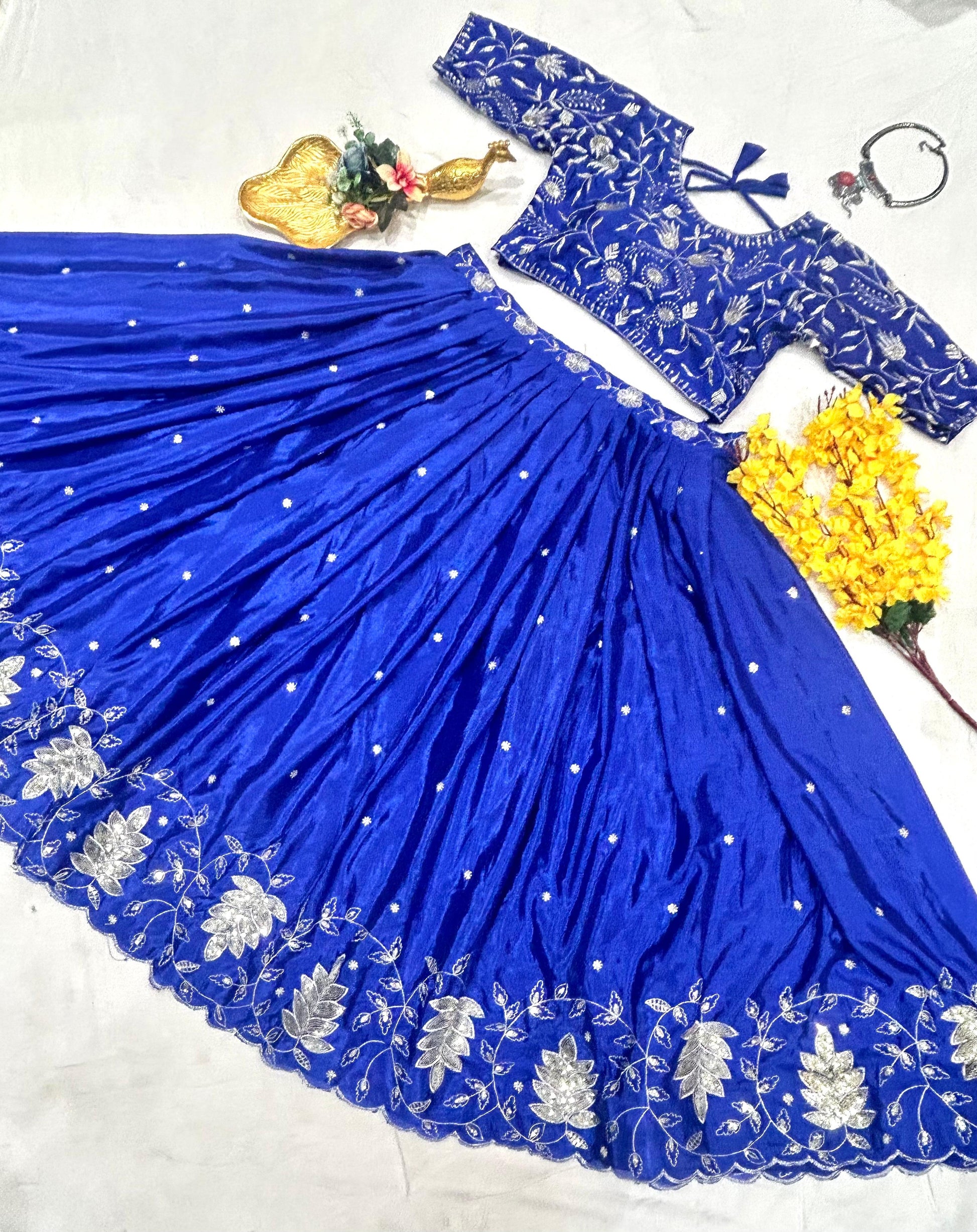 Product Image - Elegant Elephant Lehenga for Kids - Premium Chinnon Silk with Zari Embroidery