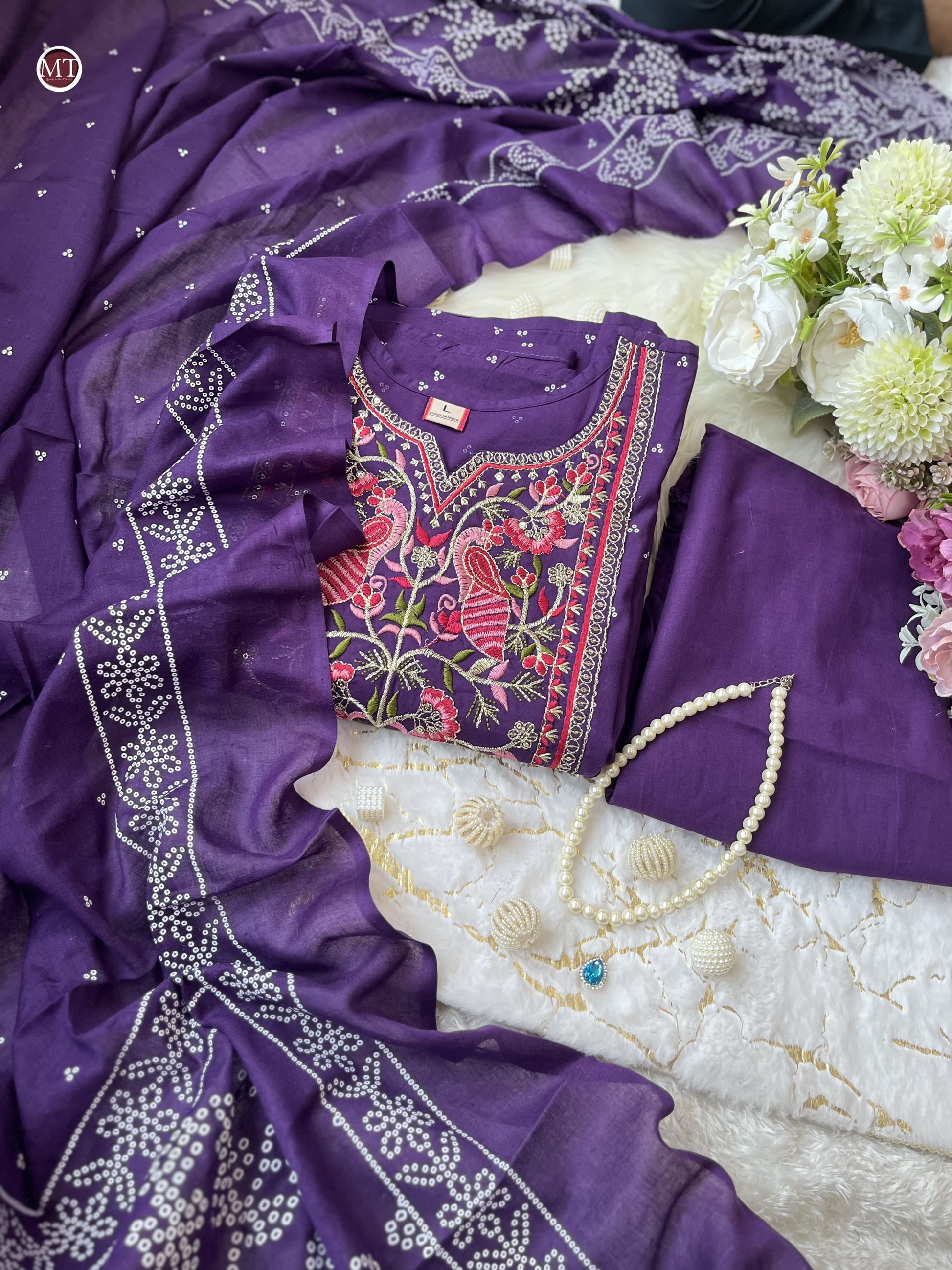 Product Image - Pure Cotton Hand Embroidery Work Suit Set