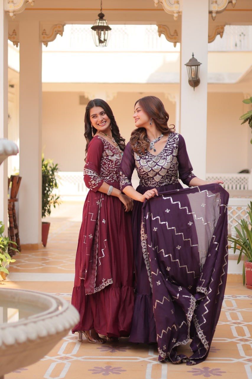 Product Image - Designer Georgette Festive Gown with Dupatta