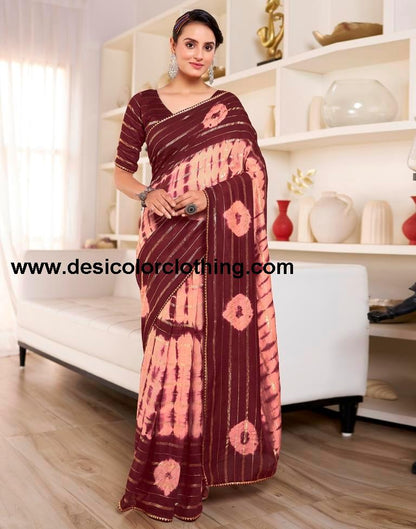 Peach Chanderi Printed Ready To Wear