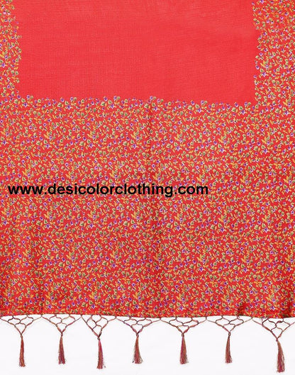 Red Printed Silk Saree