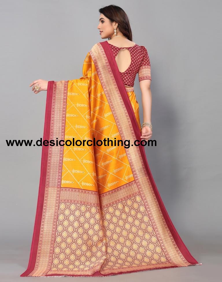 Yellow Banarasi Silk Saree