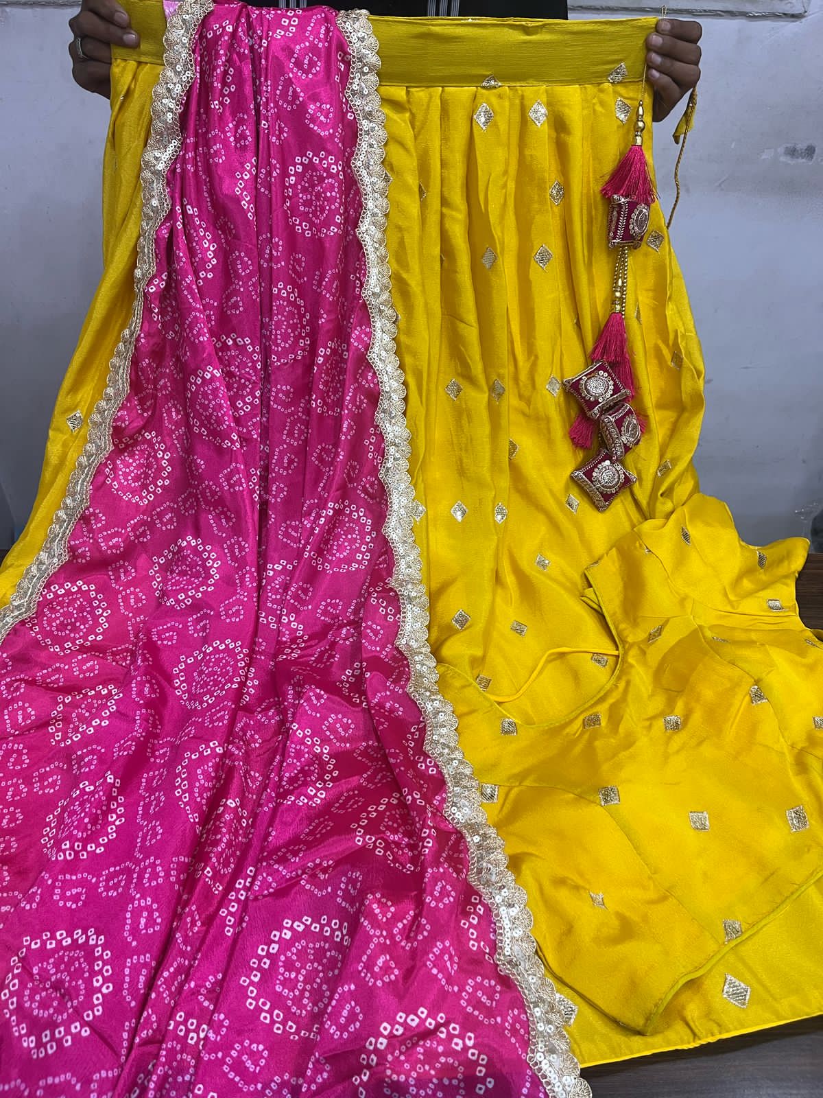 Product Image - Elegant Chinon Silk Lehenga Set with Bandhni Dupatta