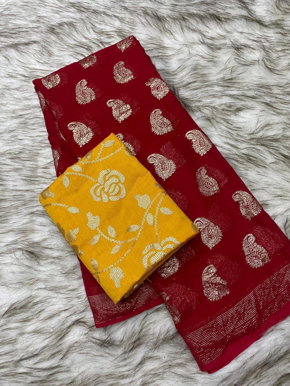 Product Image - Elegant Viscose Georgette Saree with Heavy Sequence Blouse - Festive Wear
