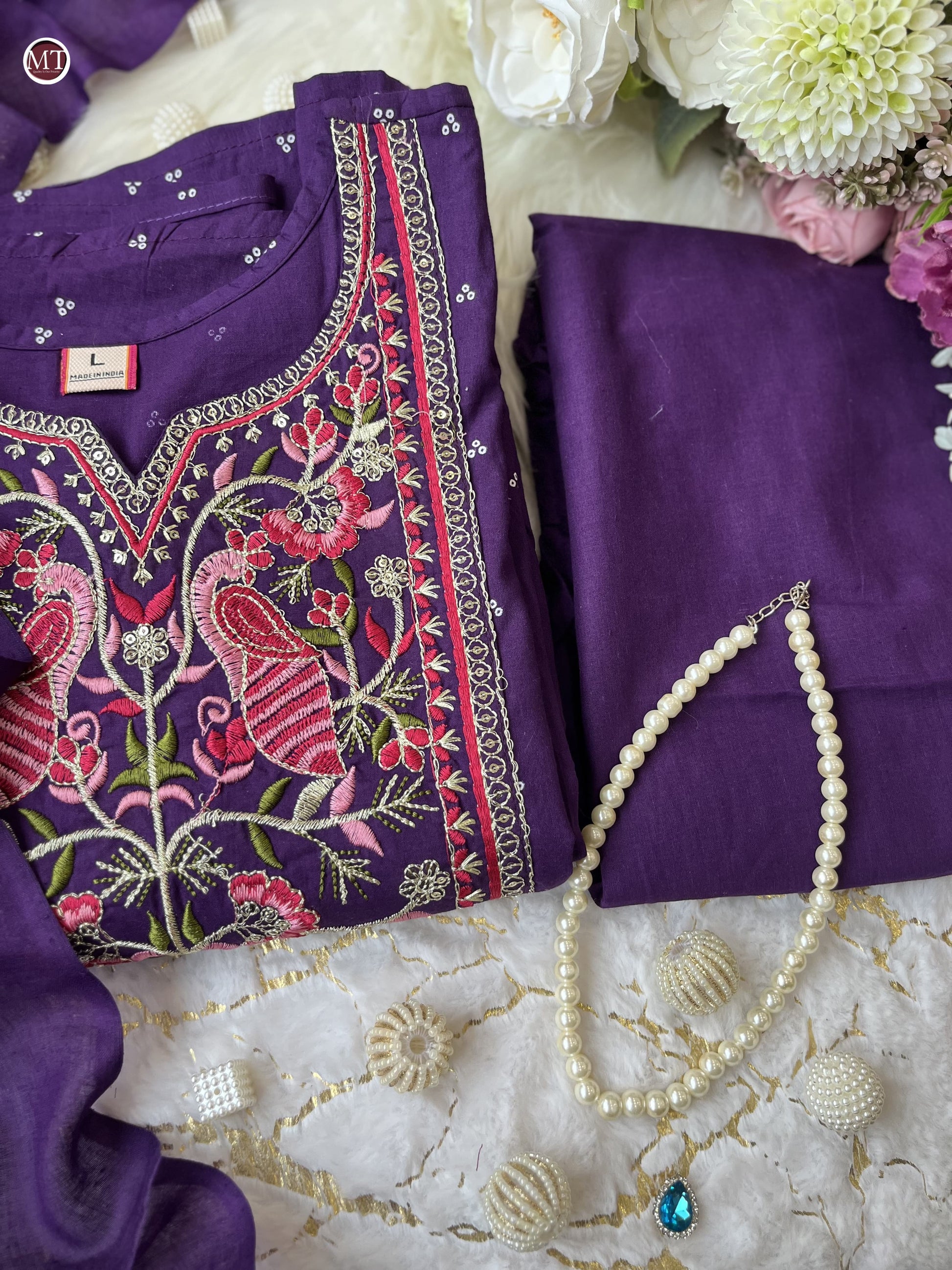 Product Image - Pure Cotton Hand Embroidery Work Suit Set