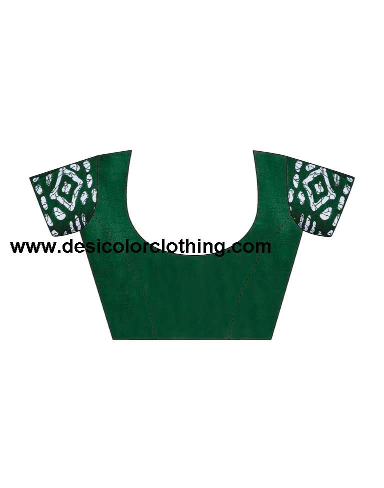 Bottle Green Cotton Printed Ready To Wear