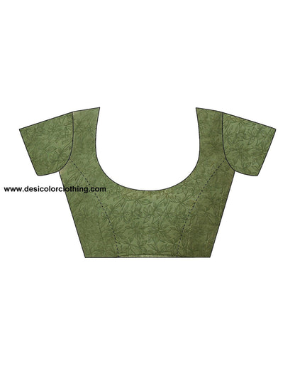Dusty Green Georgette Printed Saree