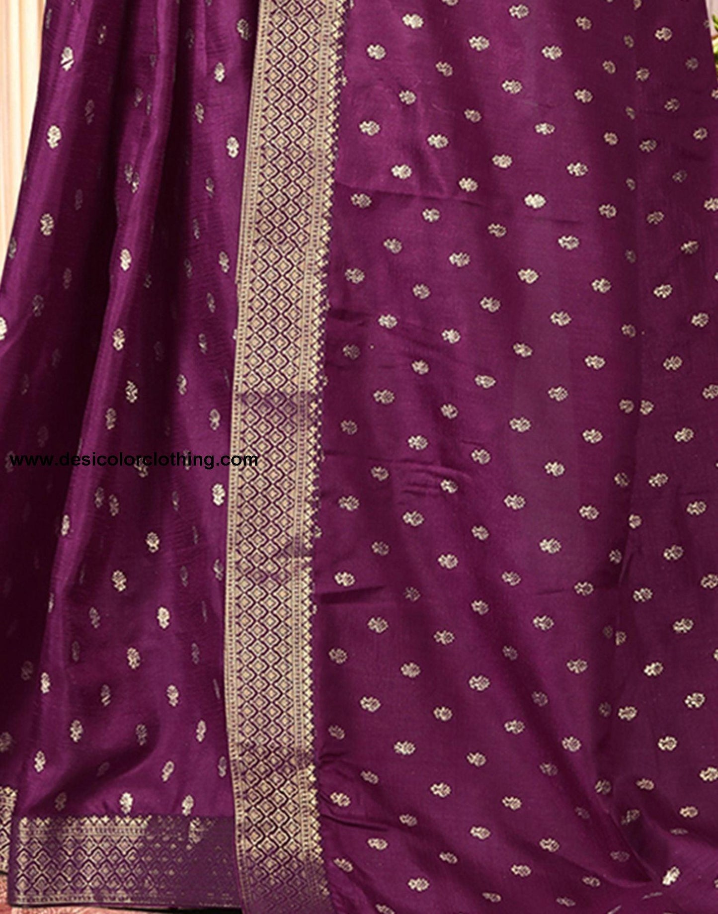 Wine Printed Silk Saree