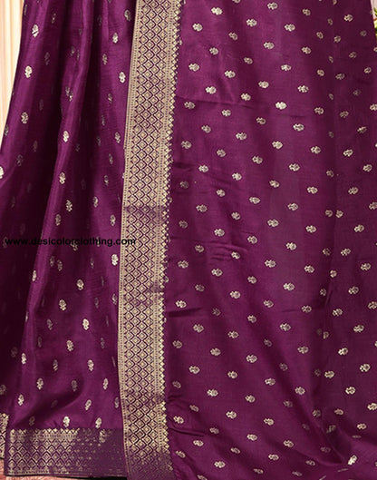Wine Printed Silk Saree