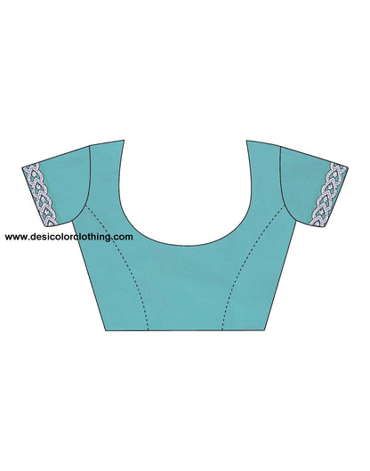 Turquoise Swarovski Georgette Stone Work Saree