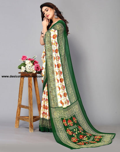 White Printed Saree