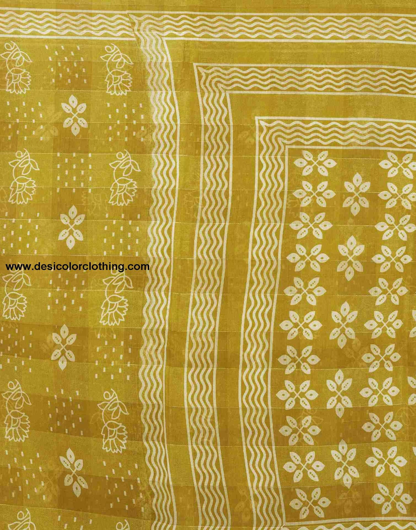 Yellow Cotton Printed Saree