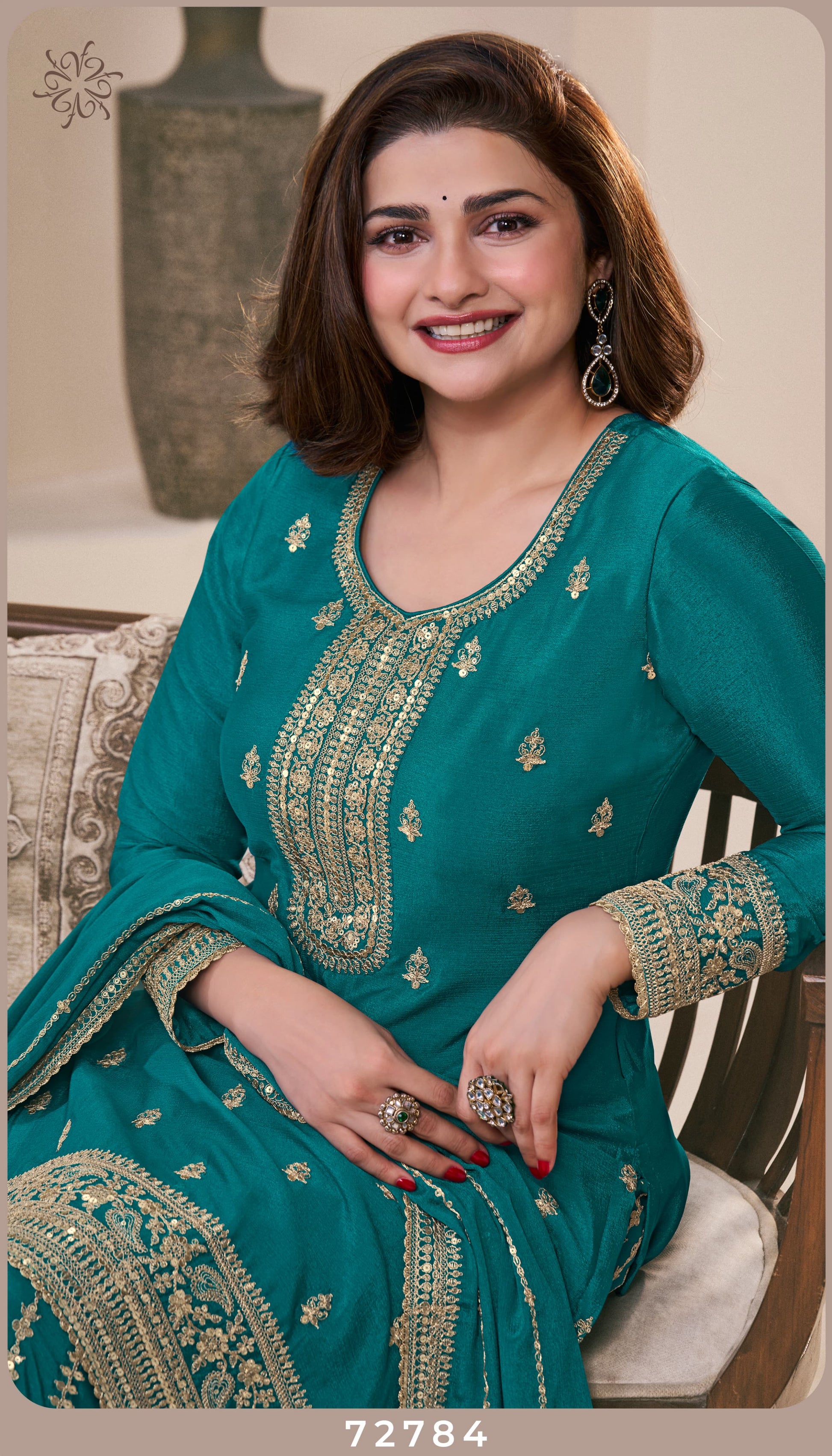 Product Image - KULEESH - SANGEET Designer Georgette Saree - Embroidered Chinon Fabric