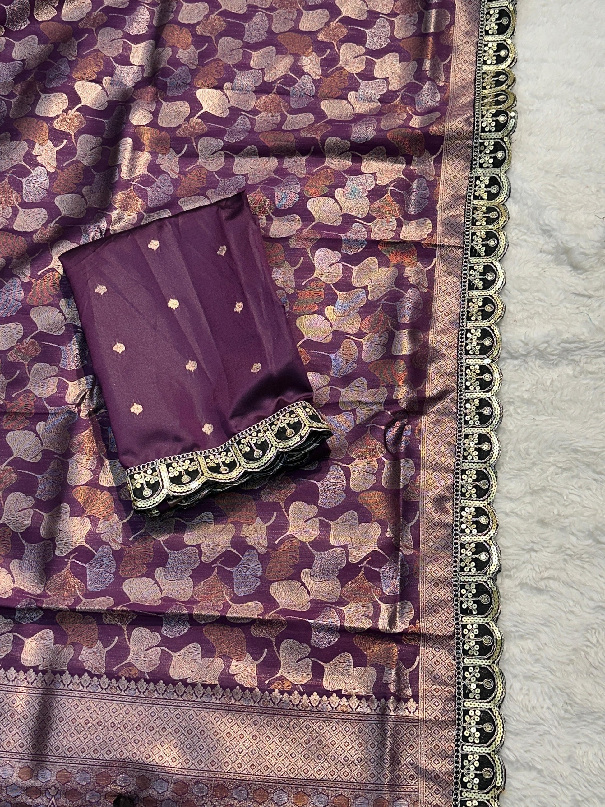 Product Image - Elegant Pure Soft Silk Saree with Embroidery