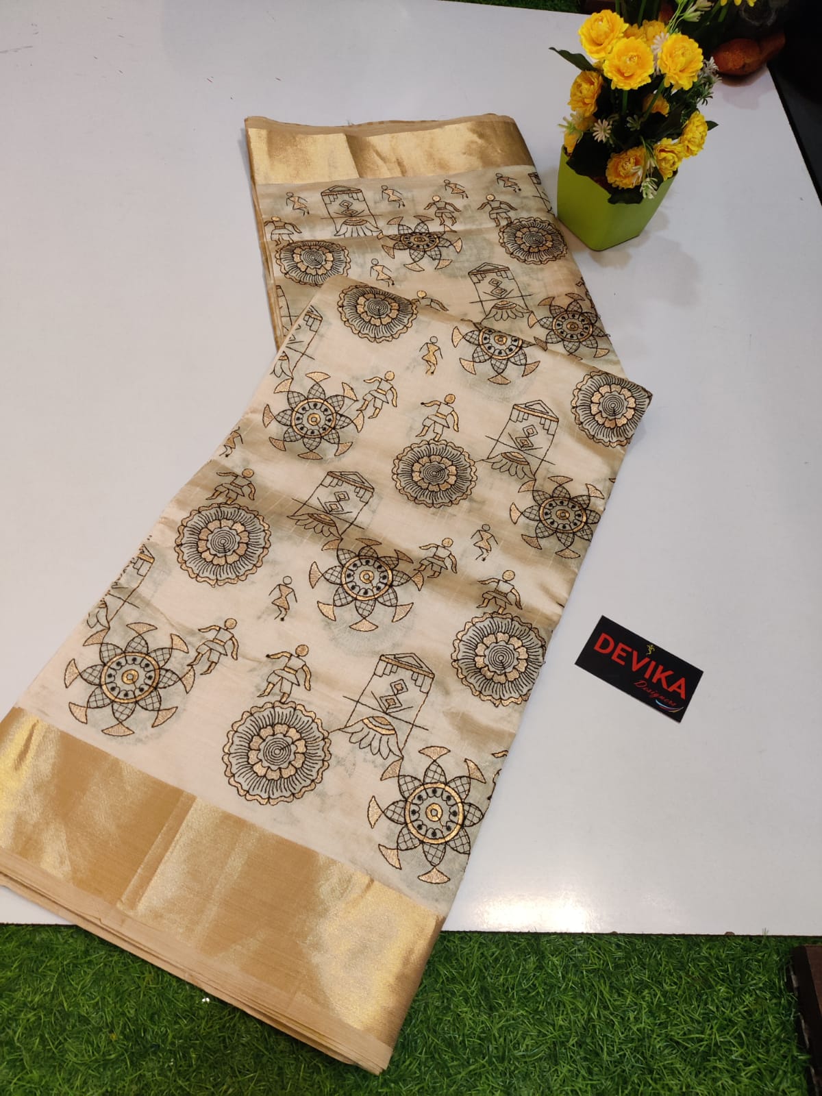 Product Image - Designer Georgette Saree with Exclusive Kalankari Weaving - Ethnic Wear