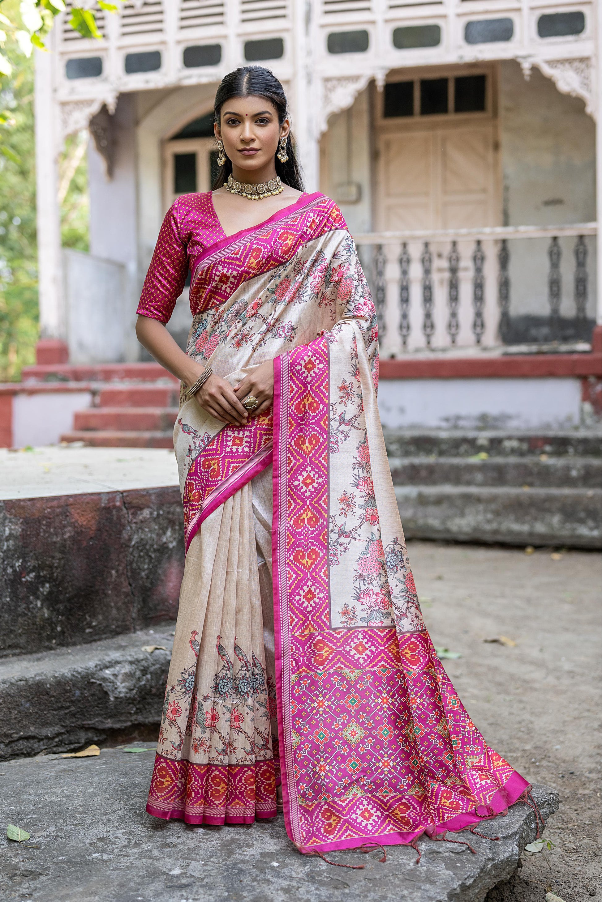 Product Image - Yogita Patola Designer Saree in Tussar Silk with Patola Print