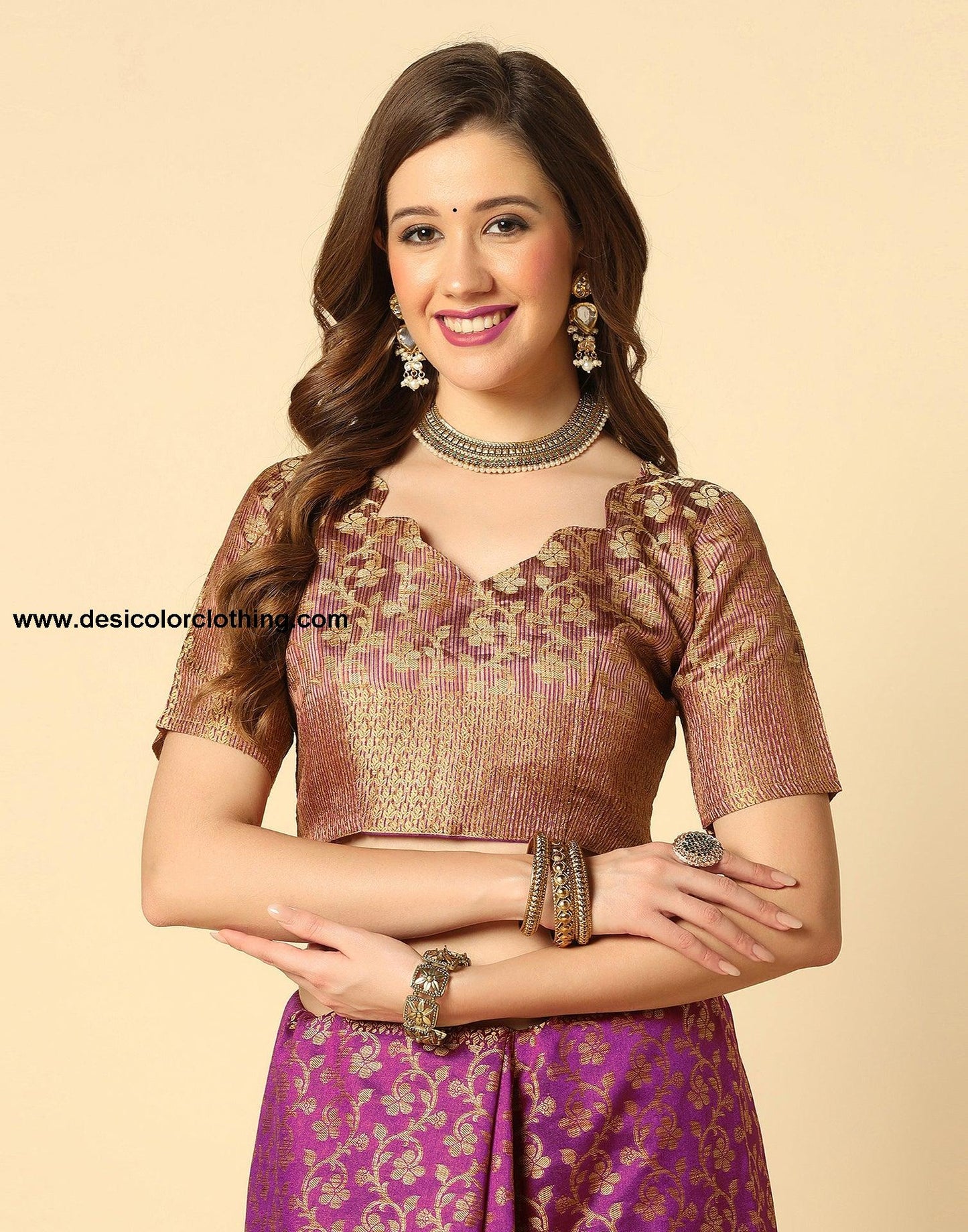 Wine Banarasi Silk Saree