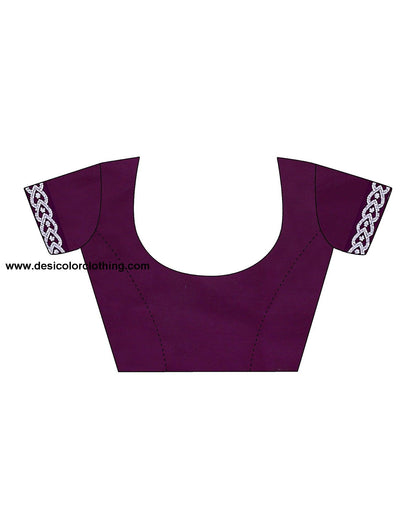 Purple Swarovski Georgette Stone Work Saree