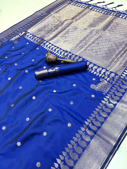 Product Image - Exquisite Pure Silk Banarasi Saree with Gold Jari and Butta Design