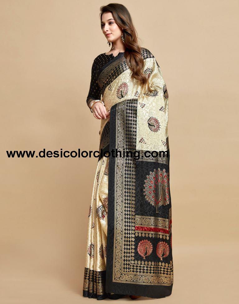 Cream Silk Saree