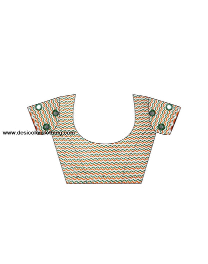 White Printed Cotton Pre-Draped Saree