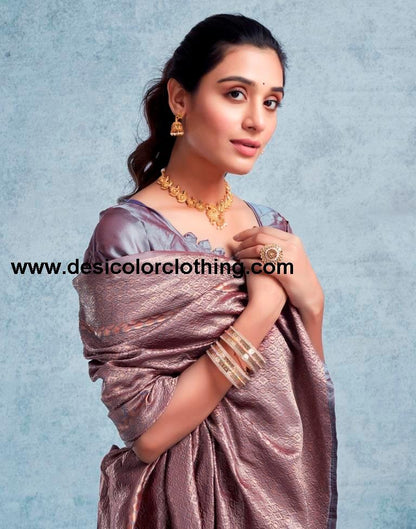Copper Silk Plain Saree