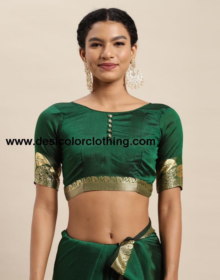 Bottle Green Silk Saree