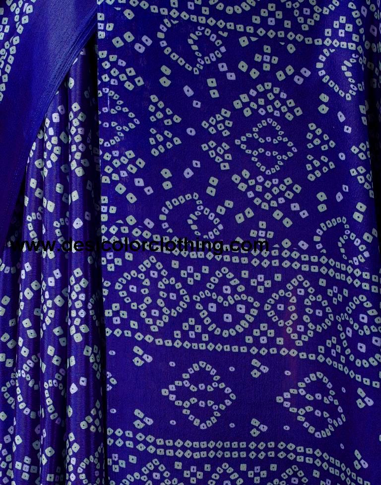 Dark Blue Silk Bandhani Saree