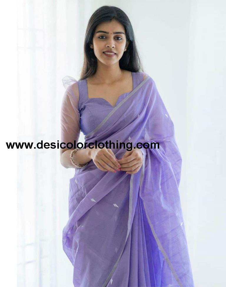 Lavender Cotton Weaving Saree