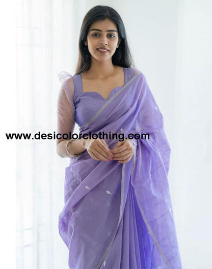 Lavender Cotton Weaving Saree