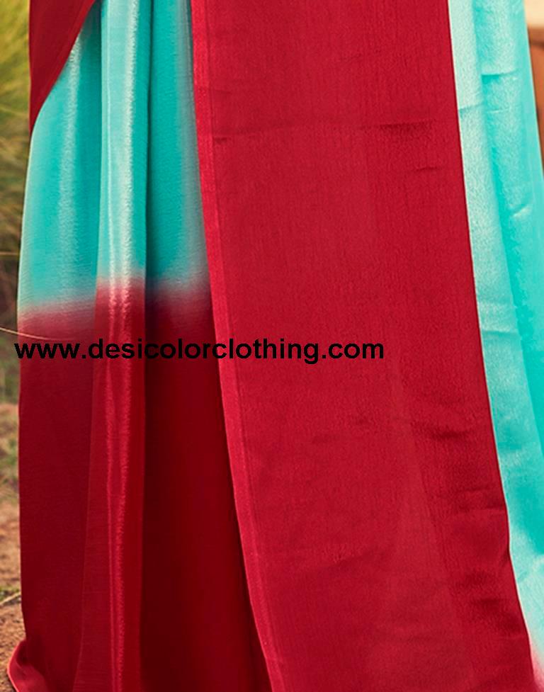 TurquoiseWeaving Chiffon Plain Ready To Wear
