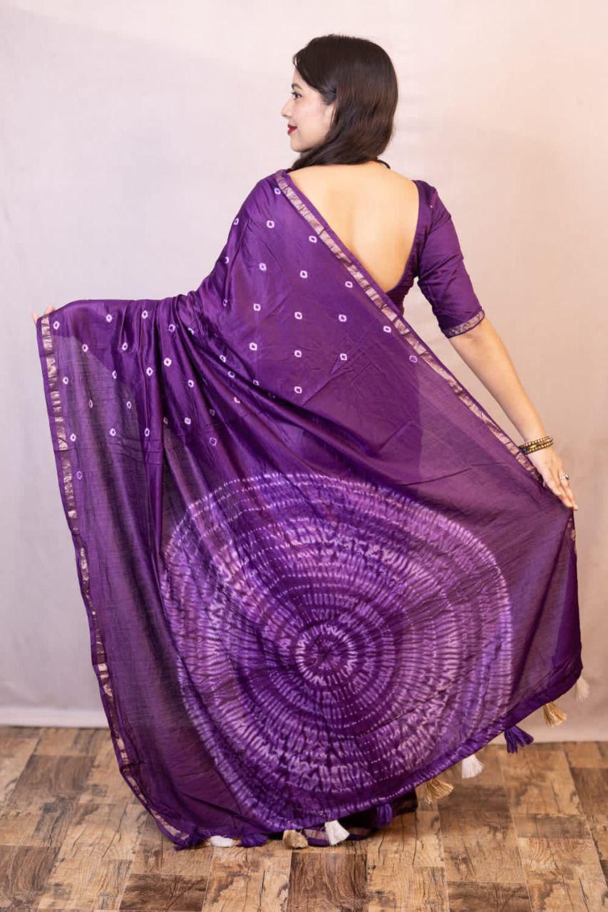 Product Image - Exquisite Pure Chanderi Hand Tie-Dye Bandhani Saree