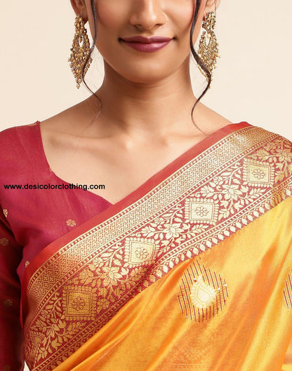 Turmeric Yellow Silk Banarasi Saree