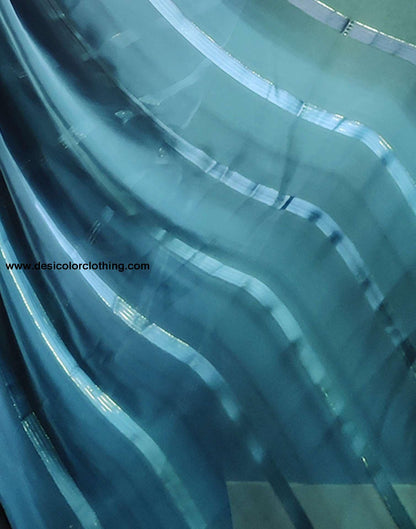 Teal Blue Weaving Georgette Pre-draped Saree