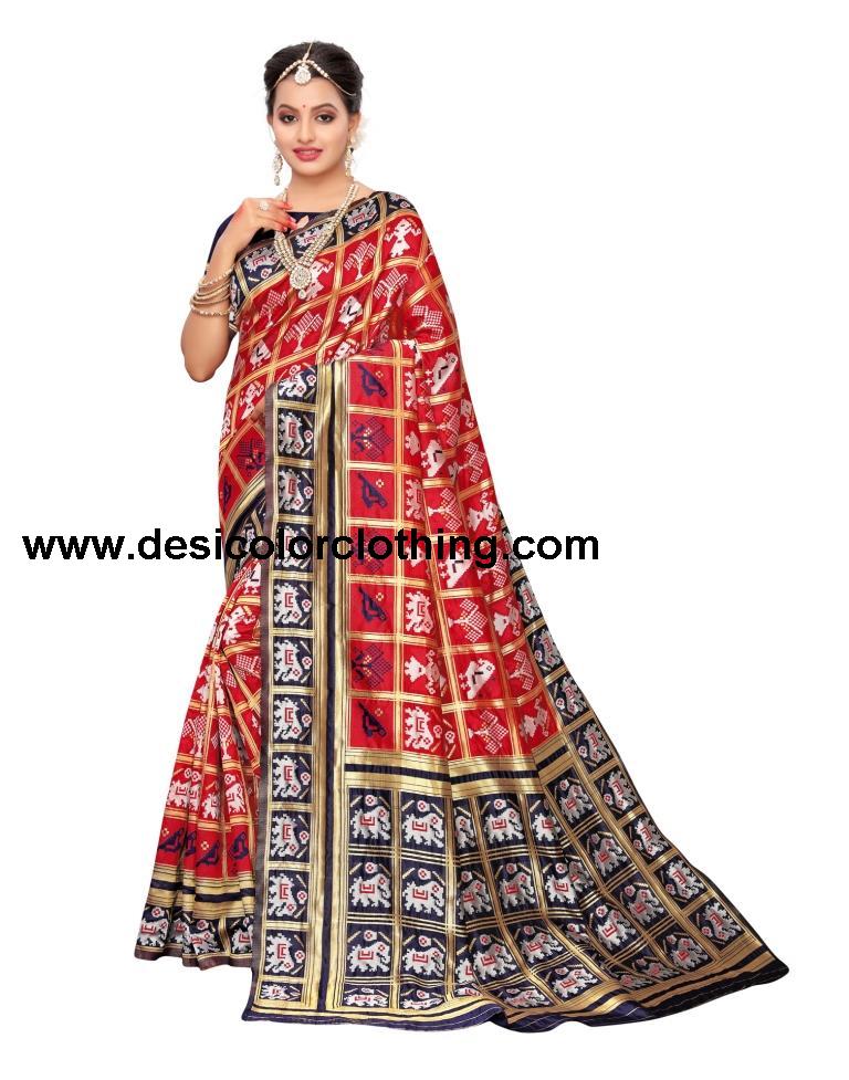 Red Coloured Poly Silk Jacquard Partywear saree | SLV1319S105
