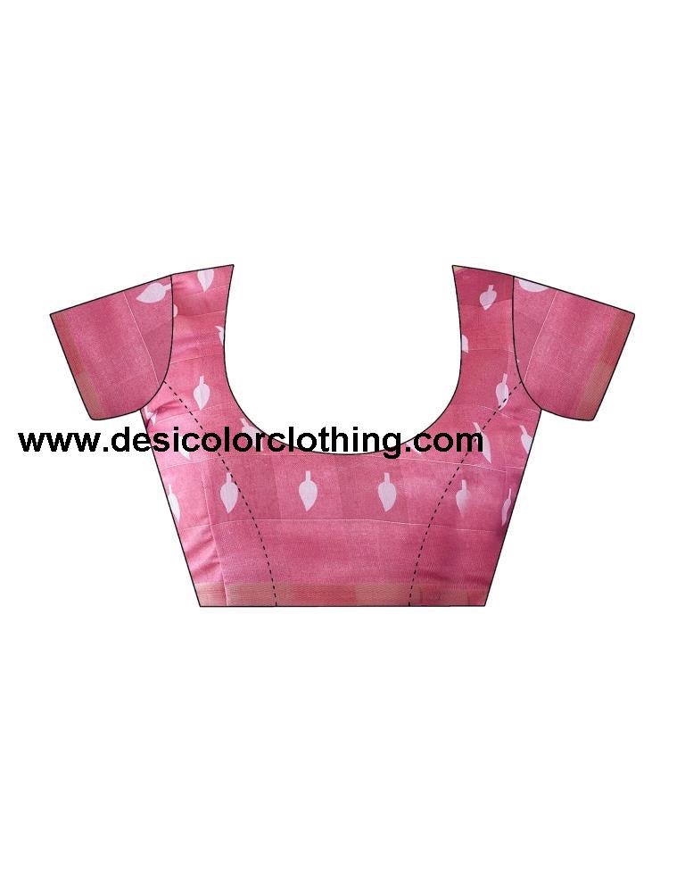 Rose Pink Cotton Printed Saree