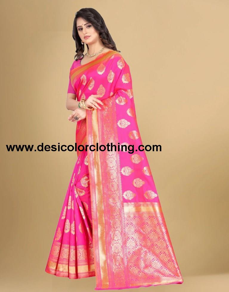 Pink Banarasi Silk Saree