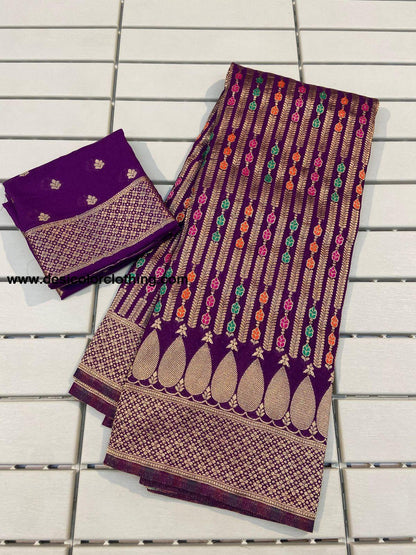 Pure Crepe Khadi Silk Saree with Elegant Zari Work