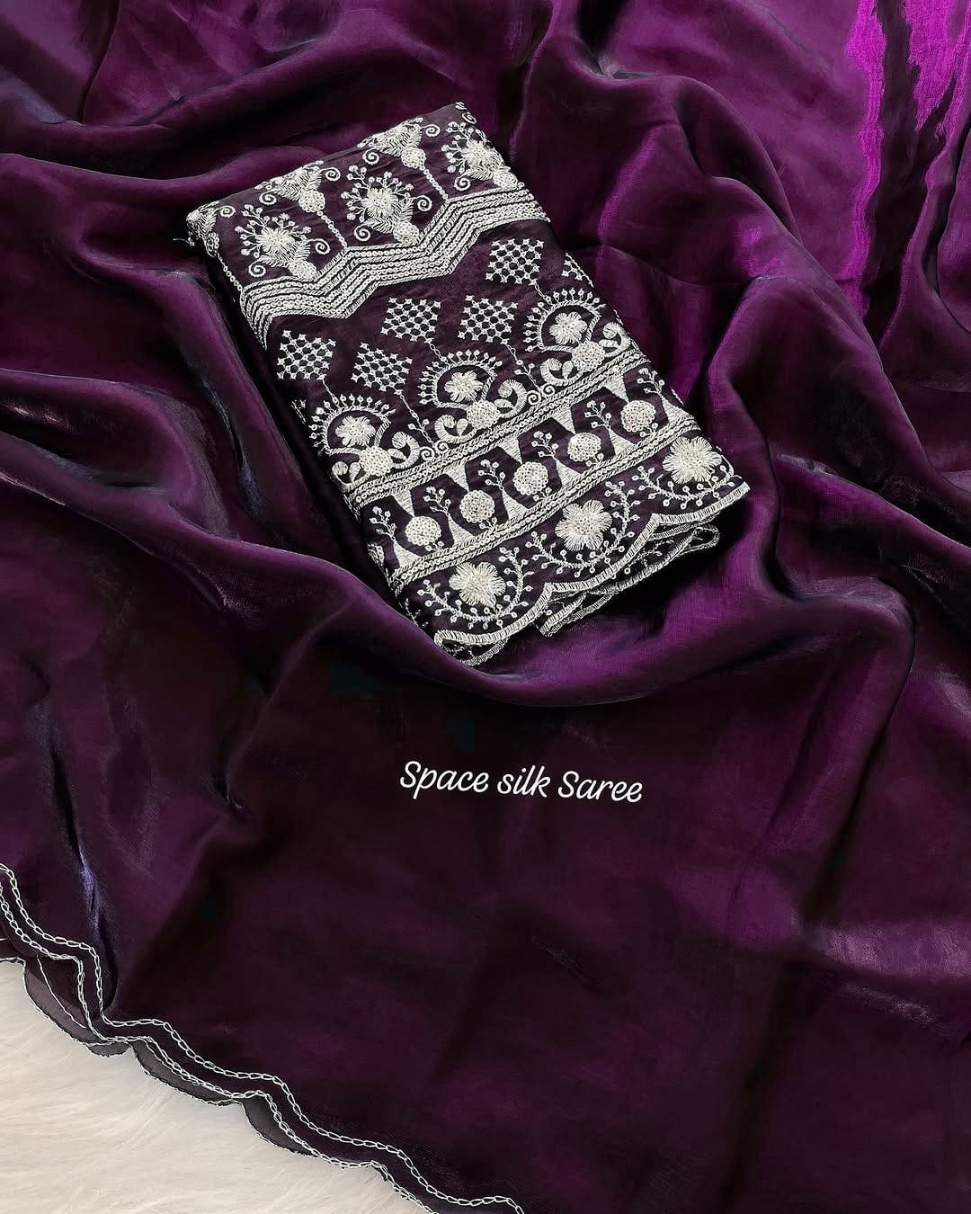 Product Image - Designer Silk Saree with Embroidery Work