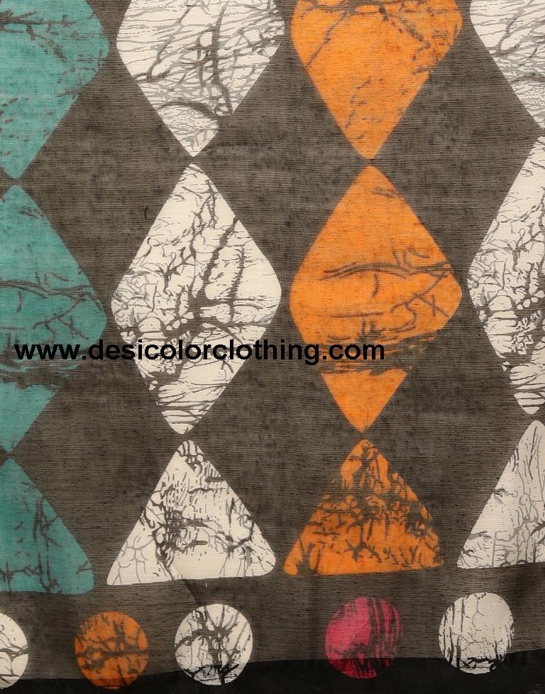 White And Grey Cotton Saree