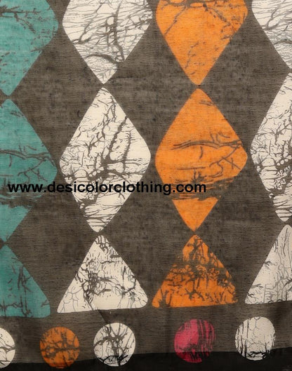 White And Grey Cotton Saree